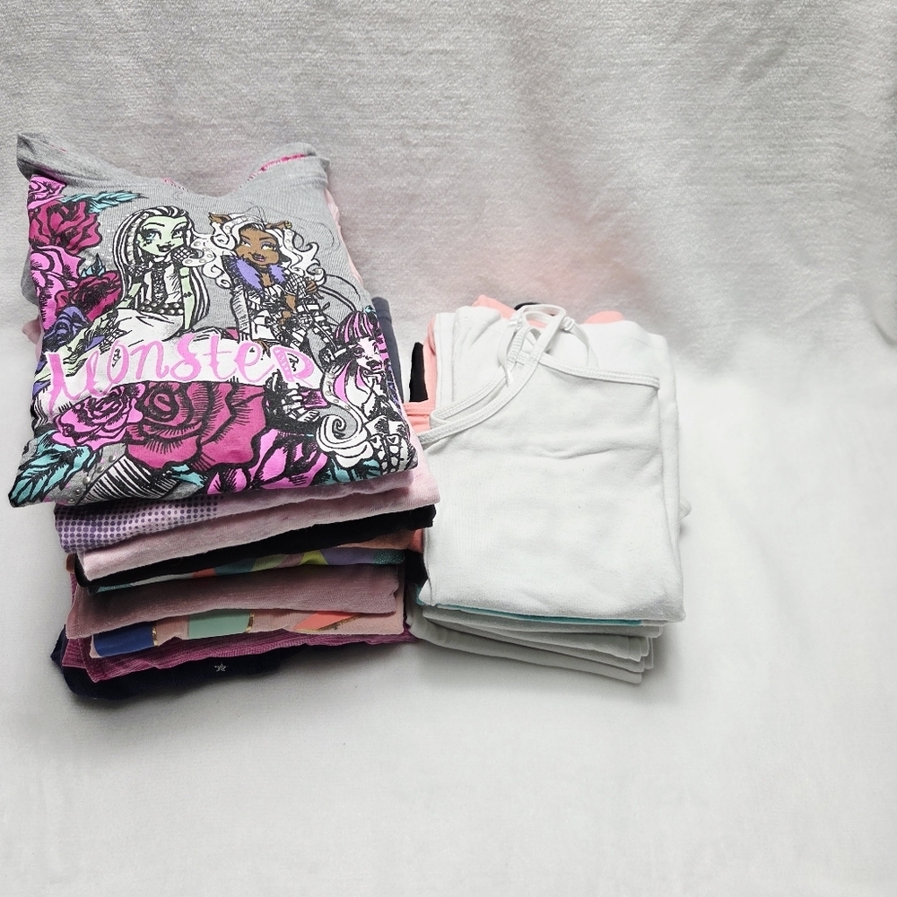 Bundle Of 10 Long Sleeves Shirt and 10 Undershirt Girls Size 6X